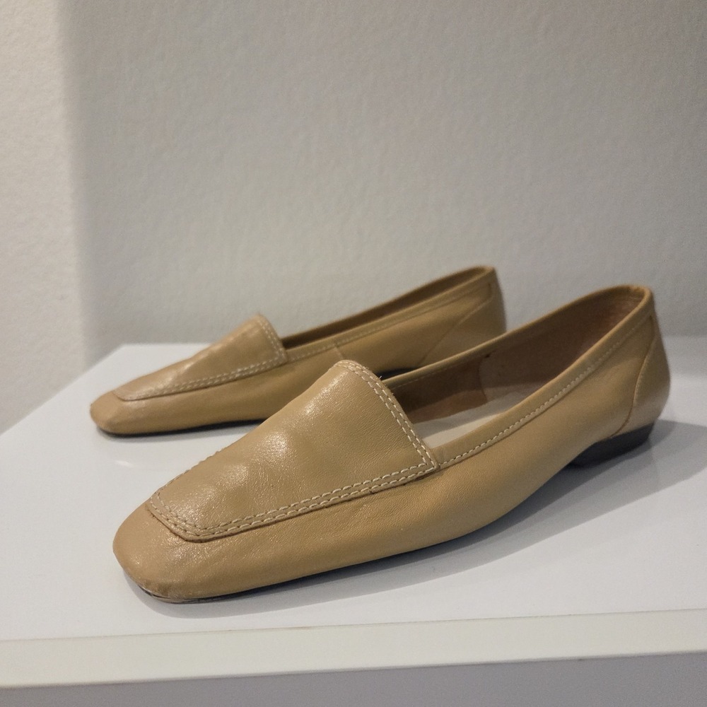 Partners leather womens shoes Tan Lea Cognac Brazil Vintage 6.5 M Flats